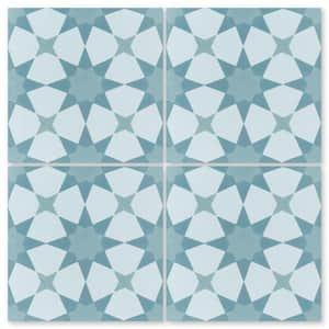 Taza Blues Multi-color / Matte 8 in. x 8 in. Cement Handmade Floor and Wall Tile (Box of 8 / 3.45 sq. ft.)