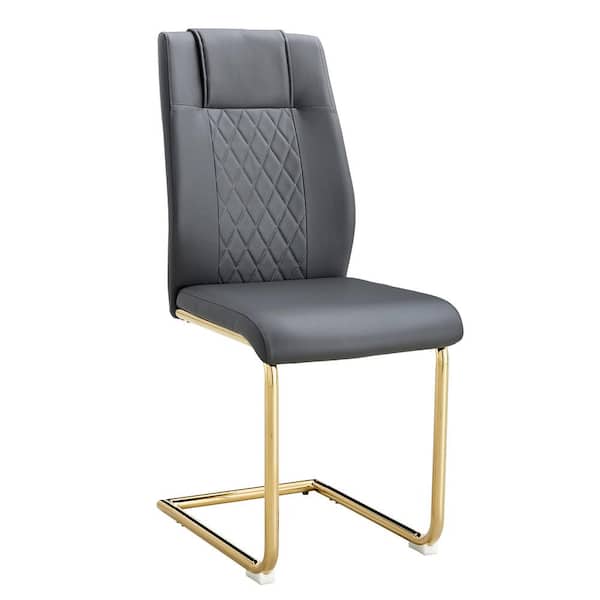 Polibi Modern Light Gray PU Leather Seat Dining Chairs for Kitchen, Living, Dining Room(Set of 6)