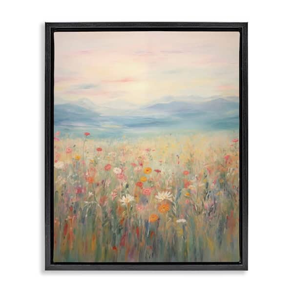 Stupell Industries Spring Floral Mountain Meadow by Arlington Prints Black Floater Frame Nature Graphic Art Print 21 in. x 17 in.