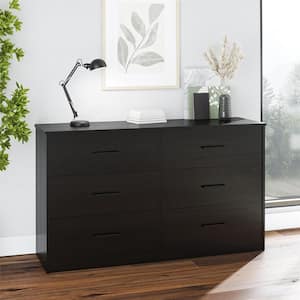 Pearce 6-Drawer 54 in. Wide Dresser, Black Oak