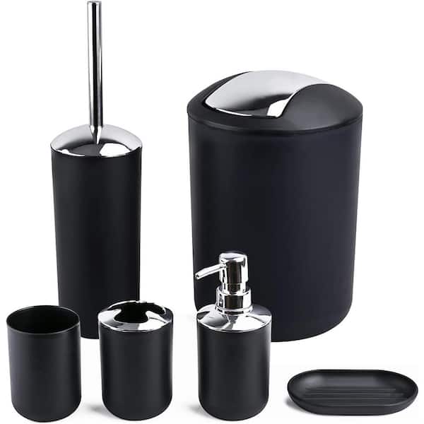 Dyiom Bathroom Accessories Set-6 Piece Plastic Gift Set, Black