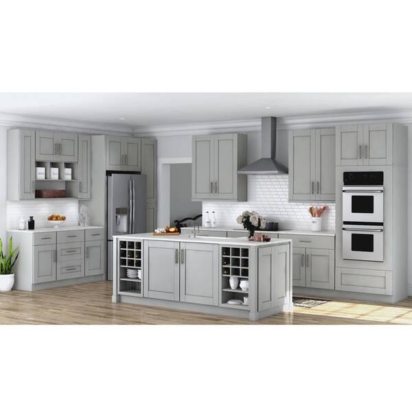Hampton Bay Shaker Dove Gray Stock, Tall Upper Kitchen Cabinets Home Depot