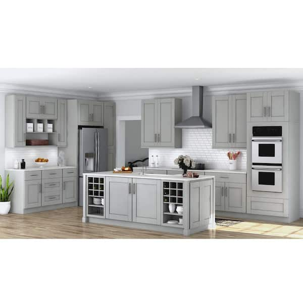 Hampton Bay KWFC1830-DV Shaker Assembled 18x30x12 in. Wall Flex Kitchen Cabinet with Shelves and Dividers in Dove Gray