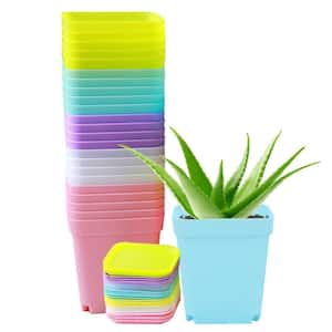 2.75 in. x 3.03 in. Multi-Colored Plant Pots Plastic Small Plants Nursery Garden Pots Seedling Plant Container (24-Pack)