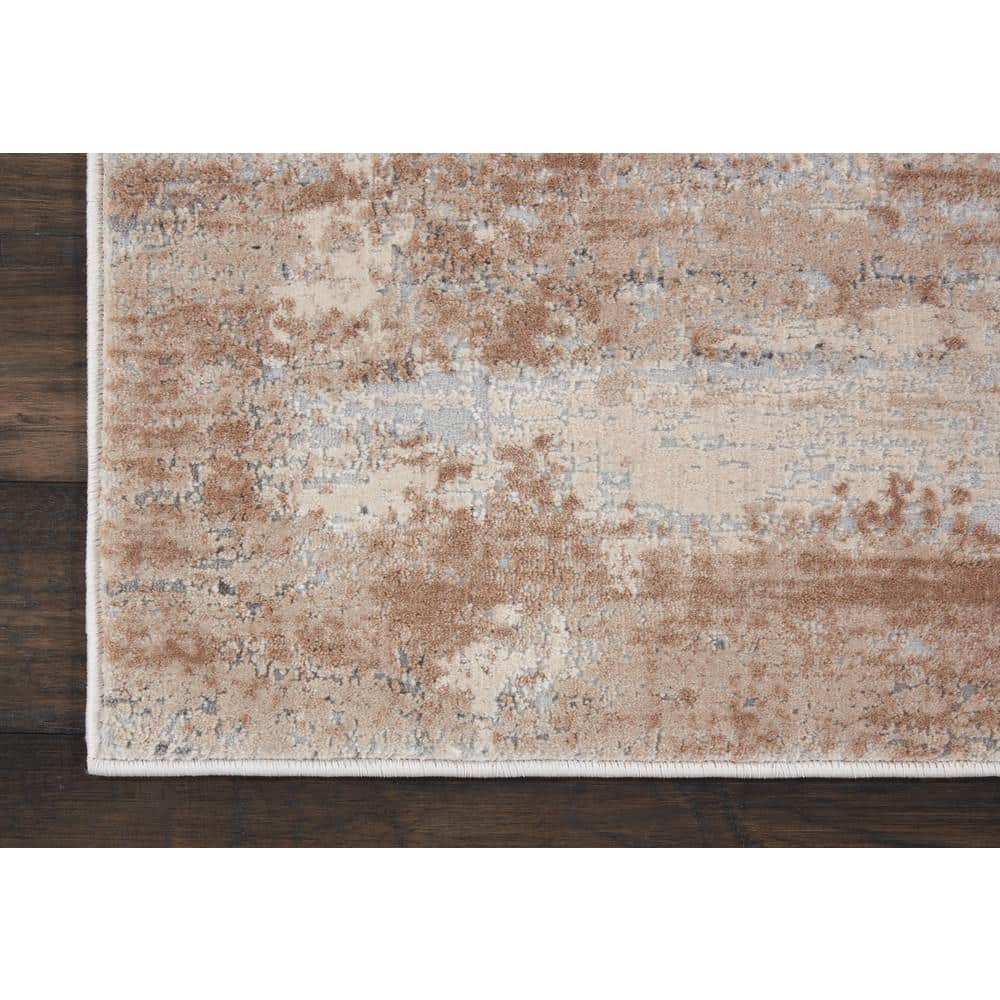 Handmade Ivory Cotton Abstract Runner Rug 26" x 7'