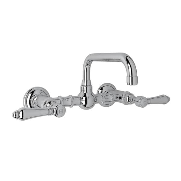 Acqui Double Handle Wall Mounted Faucet in Polished Chrome