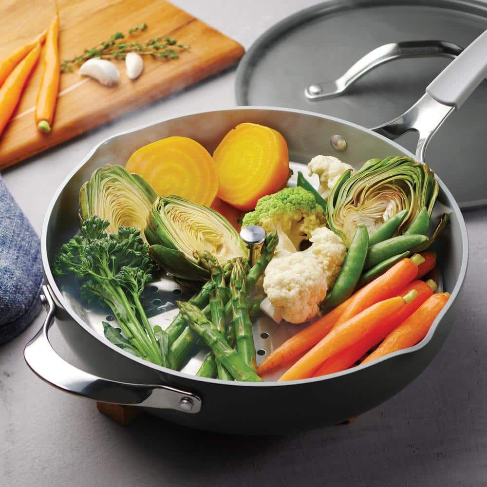 Charcoal Gray 5 Qt Aluminum Non-Stick Ceramic Cookware Set