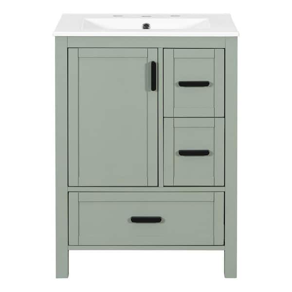 24 in. Bath Vanity Cabinet without Top in Green Assembled