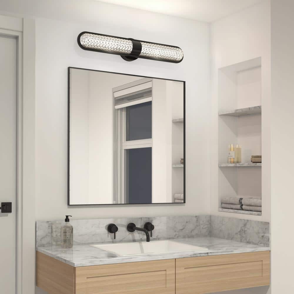 Carat Long 27 in. 1 Light Matte Black Modern Integrated LED 3 CCT Vanity Light Bar for Bathroom price history on PriceWatchPro