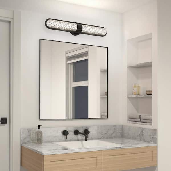 Artika Carat Long 27 in. 1 Light Matte Black Modern Integrated LED 3 CCT Vanity Light Bar for Bathroom