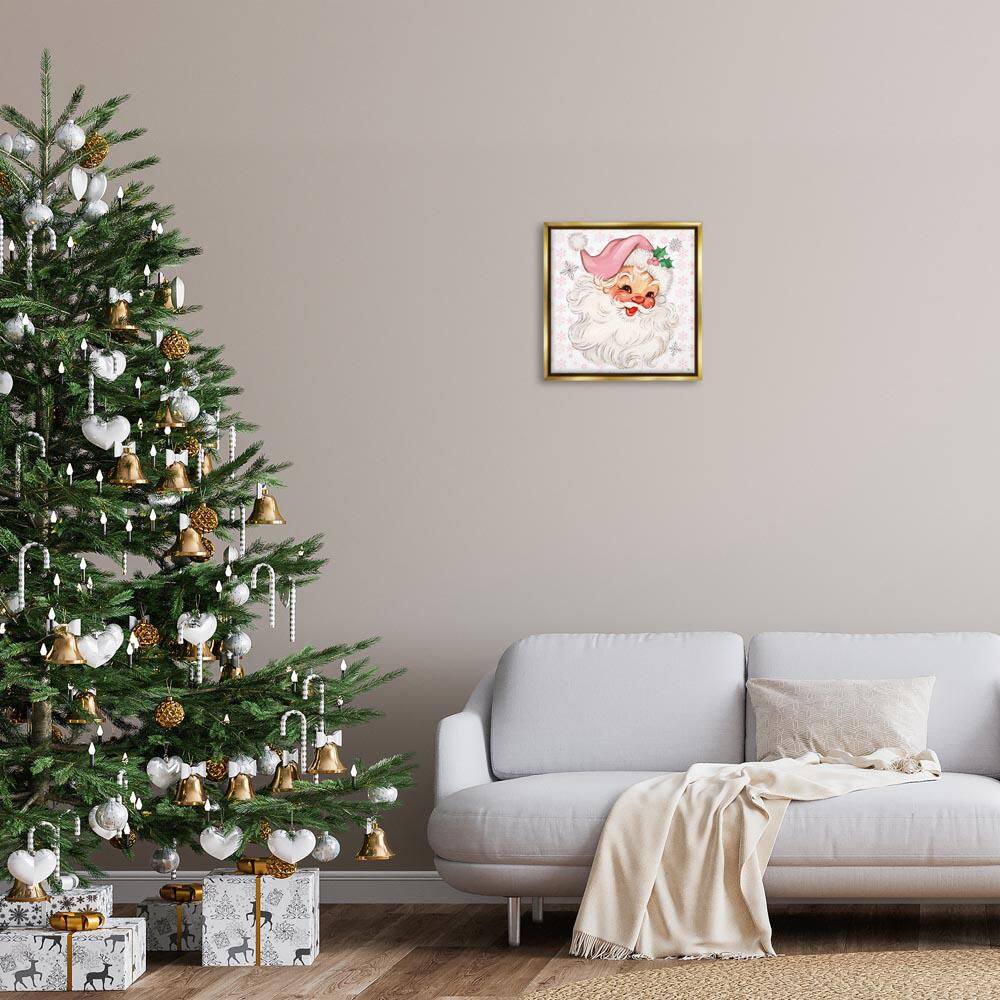 Pastel Vintage Jolly Santa by Mollie B. Gold Floater Frame Abstract Graphic Art Print 18 in. x 18 in. price history on PriceWatchPro