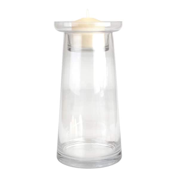 Stonebriar Collection 13 in. Clear Luster Glass Fillable Pillar Candle Holder