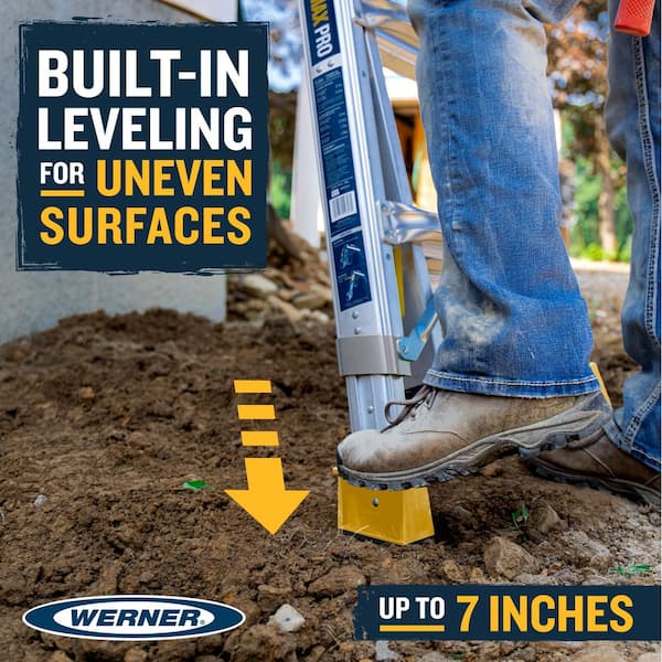 22 ft. Reach Aluminum 5-in-1 Multi Position Pro Ladder with Built-in Leveling, 375 lb. Load Capacity Type IAA Duty