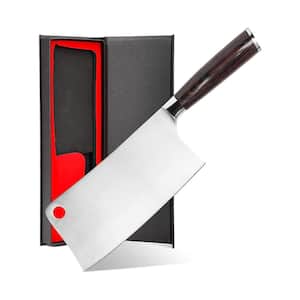 7 in. Stainless Steel Blade Black Handle Butcher Meat Cleaver Knife for Home, Apartment and Restaurant (1-Piece)