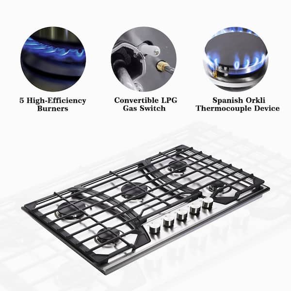 Gustoso 30 in. Gas Cooktop in Stainless Steel with 5 Burners including Power Burners