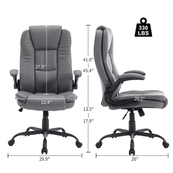 Pinksvdas Office Chair 29.9 in. Black Breathing Skin Leather Big And Tall  Office Chair With Adjustable Arms T5065-BL - The Home Depot