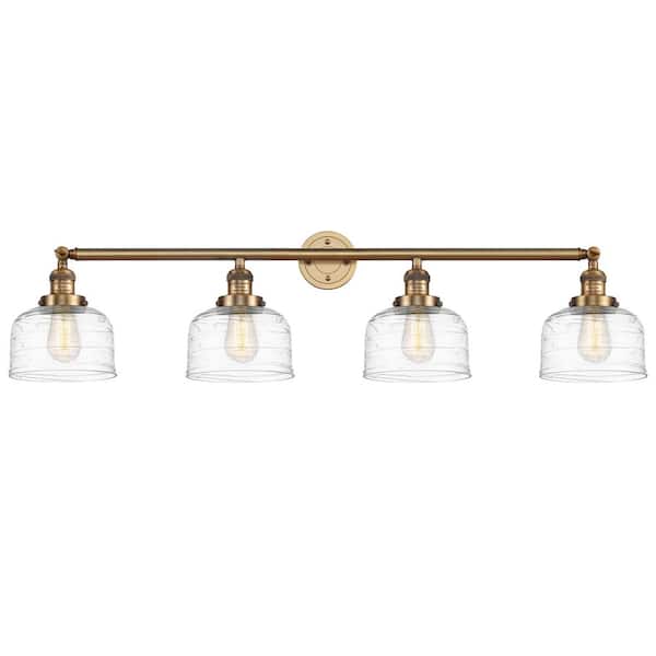 Bell 44 in. 4-Light Brushed Brass Vanity Light with Glass Shade