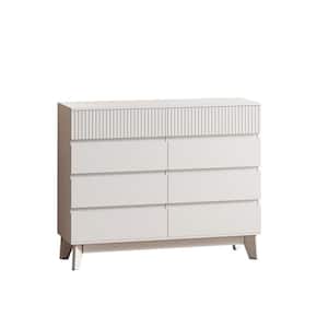 47.24 in. W x 15.35 in. D x 37.8 in. H White Linen Cabinet with 8-Drawer Chest Dresser for Living Room