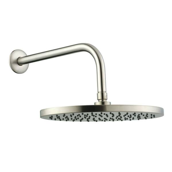 Glacier Bay 1-Spray 12 in. Oval Raincan Showerhead with 12 in. Stainless Steel Arm and Flange in Brushed Nickel