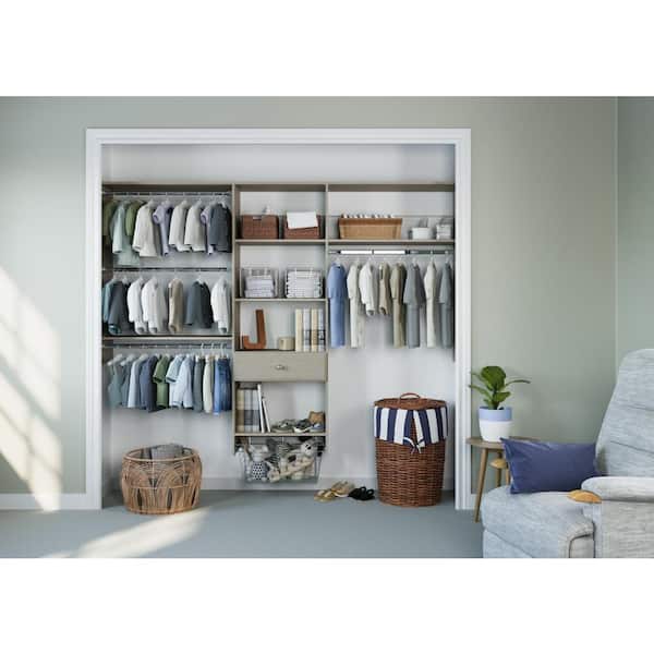 48 in. W - 96 in. W Rustic Grey Kids Convertible Wood Closet System