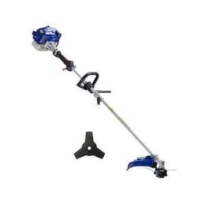26 cc 2-Stroke 2-in-1 Gas Full Crank Straight Shaft Grass Trimmer with Brush Cutter Blade and Bonus Harness