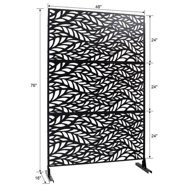 Runesay Outdoor 76 in. H x 48 in. W Metal Privacy Screen in Rust Red for Deck Balcony Patio