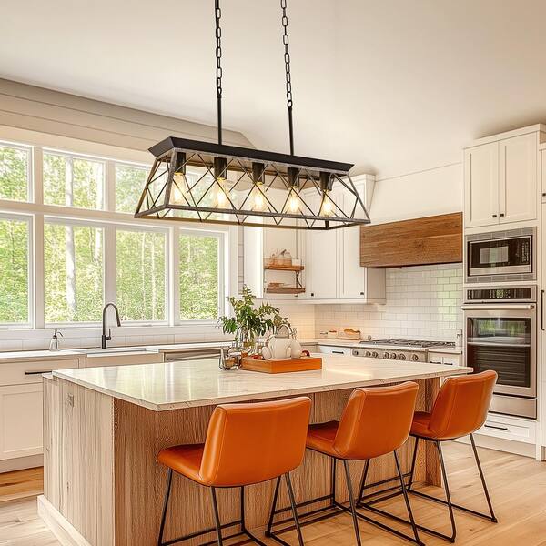 YANSUN 5-Light Black and Rust Farmhouse Chandelier - Antique