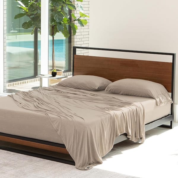 bedgear Hyper Wool 4 Piece Bed Sheet Set Breathable Wool Blend Sheets Soft Touch Fabric Medium Beige Queen BGS199705
