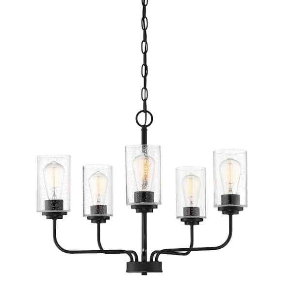 Designers Fountain Logan 5-Light Matte Black Transitional Classic Chandelier for Dining Areas with No Bulbs Included