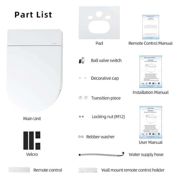 ᐅ【WOODBRIDGE Intelligent Compact Elongated Dual-flush wall hung toilet with  Bidet Wash Function, Heated Seat & Dryer. Matching Concealed Tank system  and White Marble Stone Slim Flush Plates Included.LT611 +  SWHT611+FP611-WH-WOODBRIDGE】