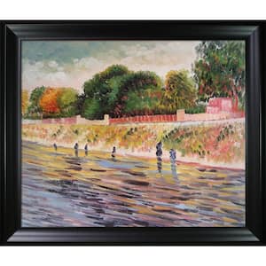 Banks of the Seine May-June by Vincent Van Gogh Black Matte Framed Nature Oil Painting Art Print 25 in. x 29 in.