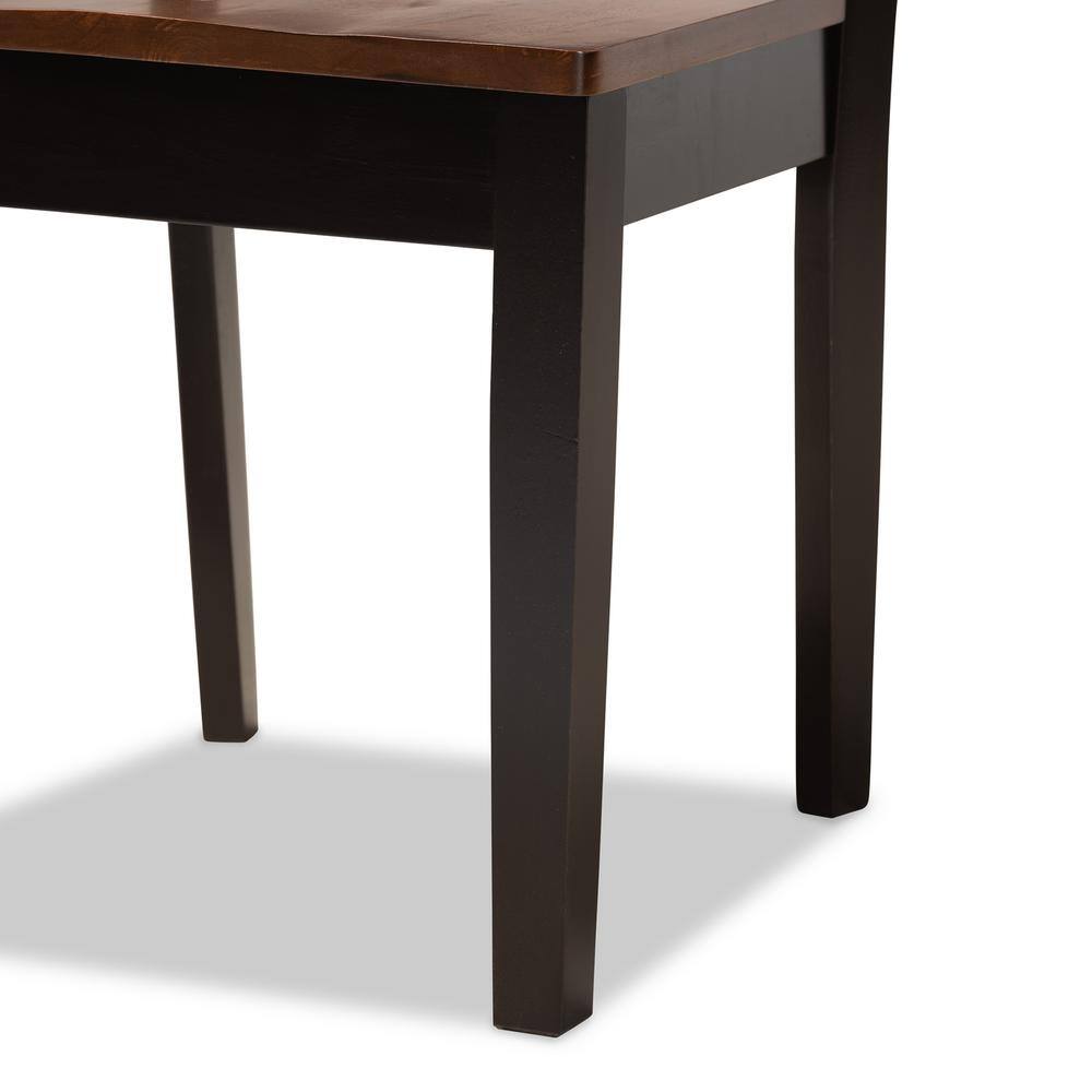 Elegant Two-Tone Dark and Walnut Brown Wood 5-Piece Dining Set