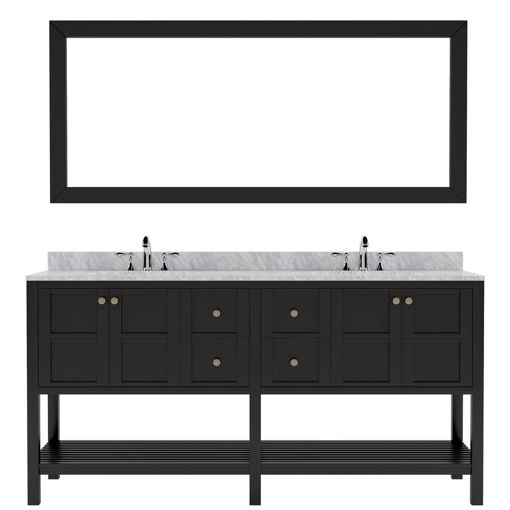 Virtu USA Winterfell 72 in. W x 22 in. D x 36 in. H Double Sink Bath