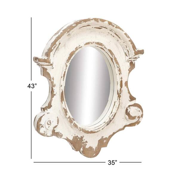Litton Lane 43 In X 35 White Wood Vintage Oval Wall Mirror 14820 The Home Depot White Wood Vintage Oval Wall Mirror, Extra Large White Oval Mirror