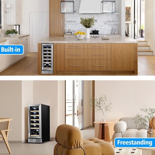 Kalamera - 12 in. Built-in 18 Bottle Wine Cooler with Touch Control