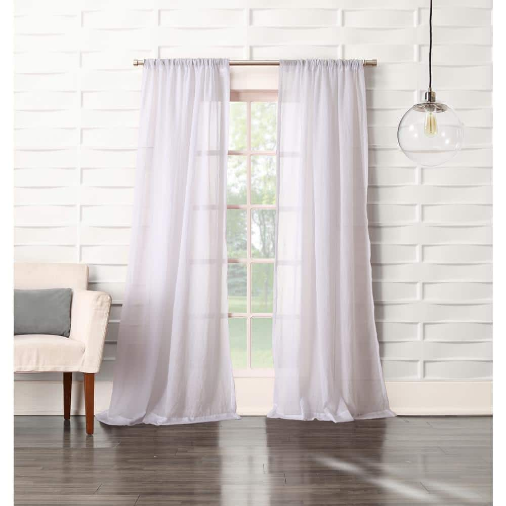 Lichtenberg White Solid Rod Pocket Sheer Curtain 50 In W X 95 In L 44083 The Home Depot