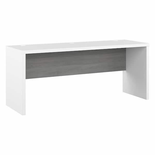 Bush Furniture Echo 71.97 in. Rectangular Pure White/Modern Gray Desk