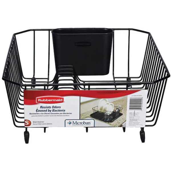 Rubbermaid Antimicrobial Small Black Dish Drainer