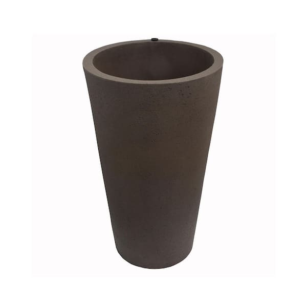 30 in. Tall Crete Plastic Planter, Brownstone