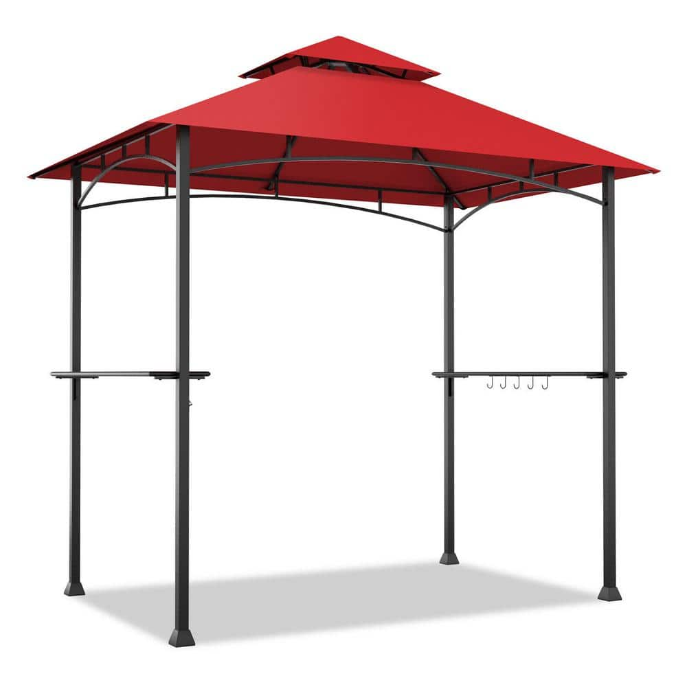 ANGELES HOME 8 ft. x 5 ft. Outdoor Red Gazebo Canopy Barbecue Grill Tent BBQ Shelter SA36 9OP72WN The Home Depot