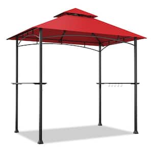 8 ft. x 5 ft. Outdoor Red Gazebo Canopy Barbecue Grill Tent BBQ Shelter