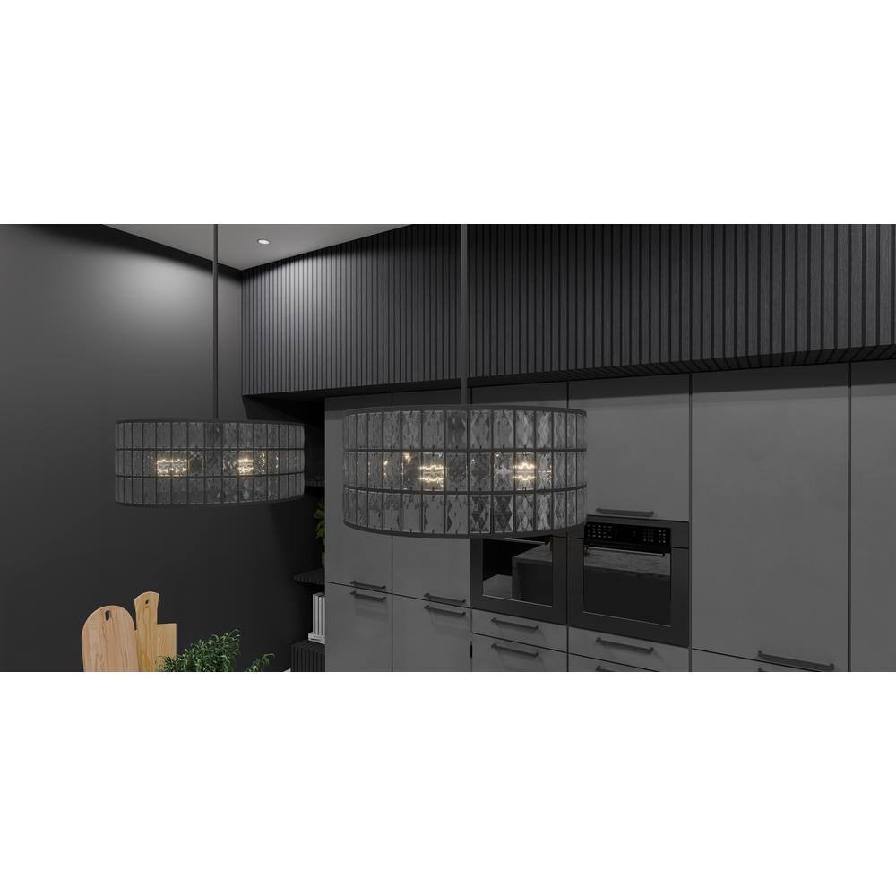 Gibson Matte Black Crystal Drum Pendant Light