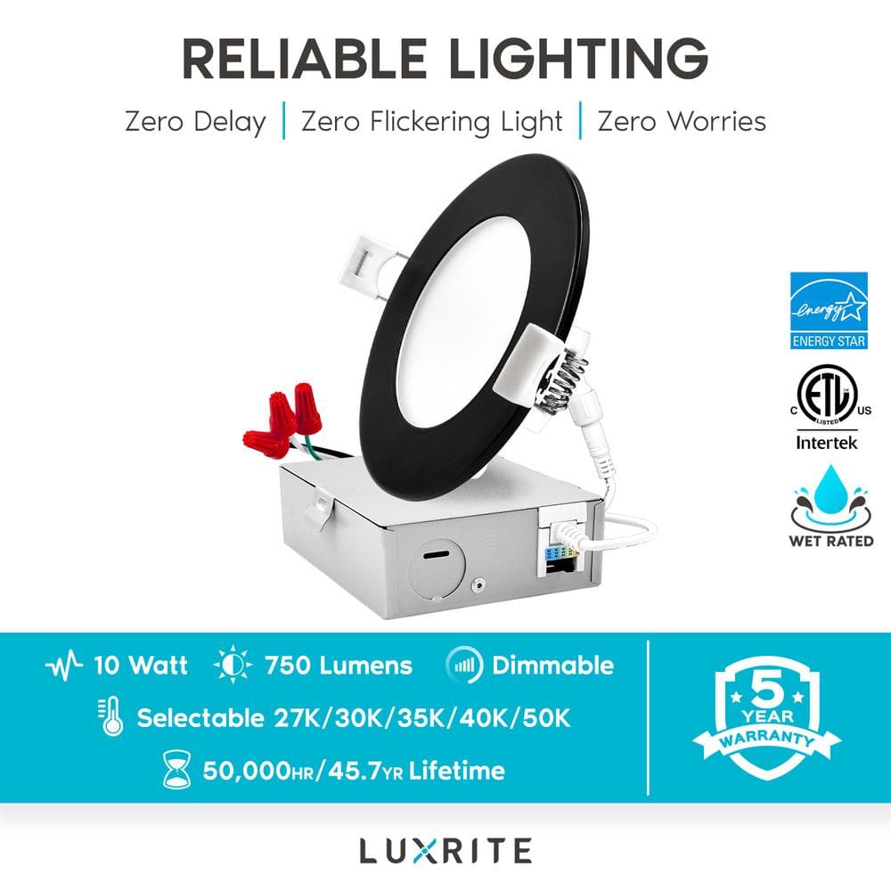 4-Inch Black Aluminum LED Canless Recessed Lighting Kit