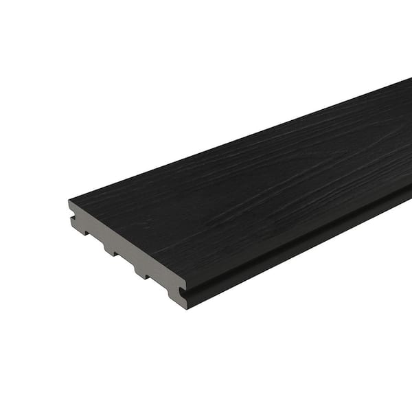 Bell Series 0.88 in. x 5.5 in. x 1 ft. Grooved Indian Ebony Composite Decking Board Sample