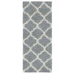 Ultimate Shaggy Contemporary Moroccan Trellis Design Gray 2 ft. x 5 ft. Runner Rug