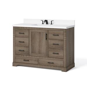 Kendall 48 in. W x 20 in. D Bath Vanity in Distressed Oak with Engineered Stone Vanity Top in White with White Basin