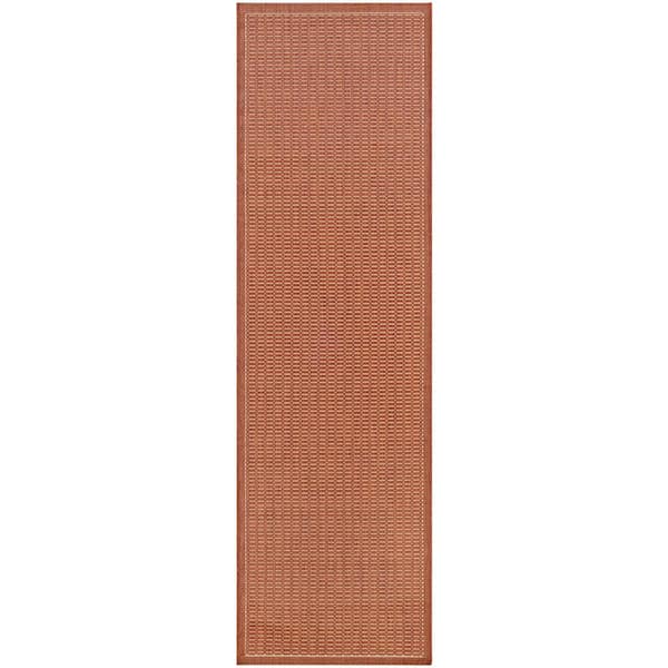 Couristan Recife Saddle Stitch Terracotta-Natural 2 ft. x 12 ft. Indoor/Outdoor Runner Rug