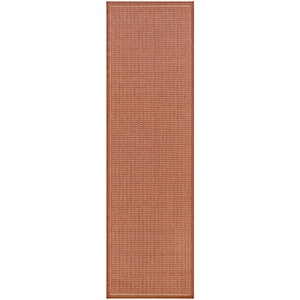 Recife Saddle Stitch Terracotta-Natural 2 ft. x 8 ft. Indoor/Outdoor Runner Rug