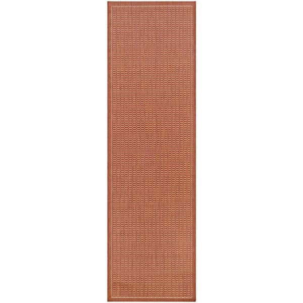 Couristan Recife Saddle Stitch Terracotta-Natural 2 ft. x 8 ft. Indoor/Outdoor Runner Rug