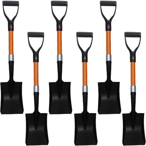Short Handle Transfer Shovel 27 in. Sturdy Shovel with Handle Length Fiberglass Ashman Metal Head Mini Shovel (6-Pack)